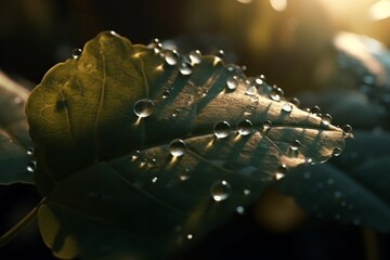 water drops on a leaf.
