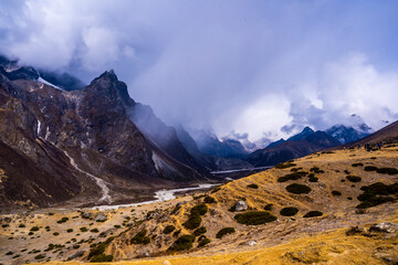 mountain range seen on the way to mt.everest 