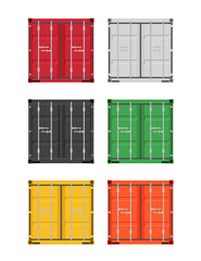 Set of cargo storage container doors. Metal container for transportation. Export and import. Vector illustration in flat style. Isolated on white background.