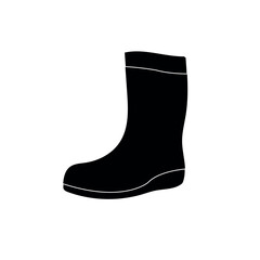 Rubber boots silhouette icon in black style  on white background. Vector illustration.