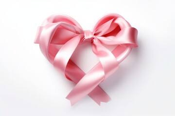 A heart crafted from a pink satin ribbon, created with Generative AI technology