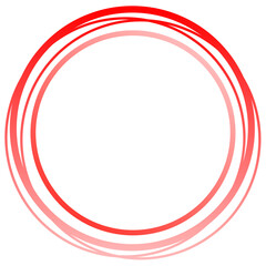 Gradient red circle frame with transparent background. Scribble outline circle. Hand drawn circular shape in PNG format. Marking circle PNG.