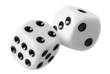 Two dices with black dots, cut out