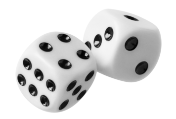 Two dices with black dots, cut out
