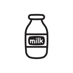 Title: Milk bottle vector icon. Natural milk flat sign design. Milk symbol pictogram. UX UI icon