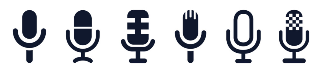 Set microphone speaker button icon, voice microphone buttons signs – vector