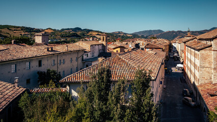 Fototapeta na wymiar View of the medieval town of Cagli in the Marche region of Italy