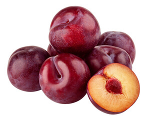 plum isolated on white background, full depth of field