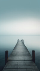 Peace of mind concept. Blue, calm see and a dock.