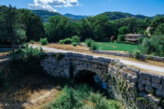 The Roman ruins of Cagli village in the Marche region of Italy