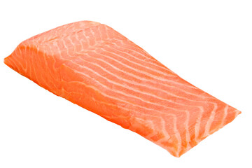 raw salmon, fish isolated on white background, full depth of field