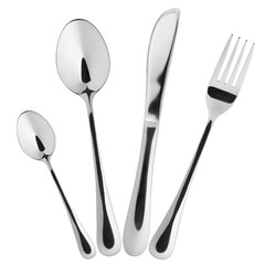 Fork, Knife, Spoon, Teaspoon, cutlery isolated on white background, full depth of field