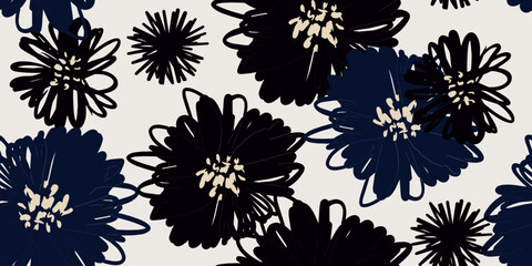 Seamless pattern beautiful abstract flowers vector
