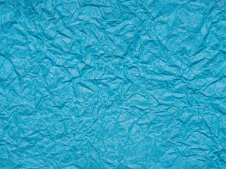 Soft blue matte detail crumpled paper texture. Blank page pattern.