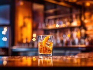 Vodka Orange Cocktail on a bar counter (generative AI)