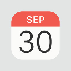 September 30 icon isolated on background. Calendar symbol modern, simple, vector, icon for website design, mobile app, ui. Vector Illustration