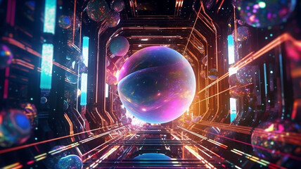 Fototapeta premium Future Visions: Captivating Digital Art Depicting Tomorrow's Possibilities. AI GENERATED.