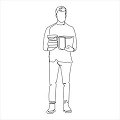 one line art friends group students education boys and girls university and college life education hand drawn illustration vector