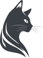 Elegant Black and White Cat Vector Logo Design: Capture the Charm and Sophistication