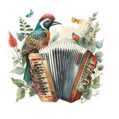 Watercolor accordion - obrazy, fototapety, plakaty