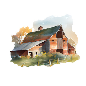 Watercolor barn
