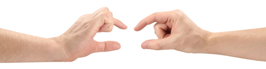 Hands holding or showing something small, cut out