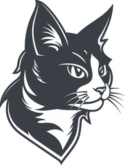 Elegant Black and White Cat Vector Logo Design: Capture the Charm and Sophistication