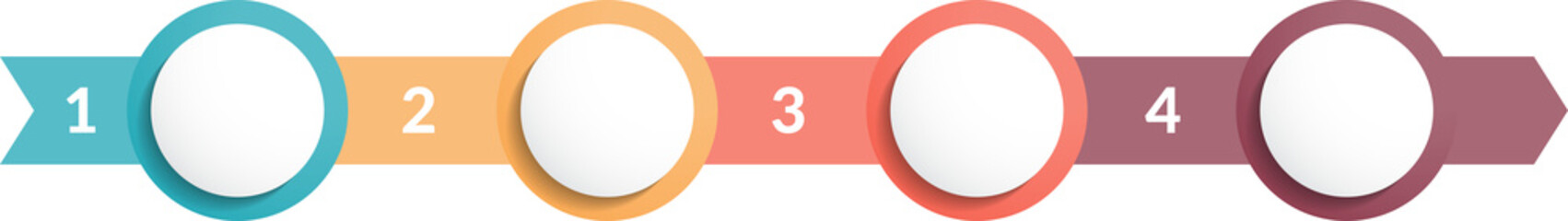 Infographic template with arrows with 4 circles with icons and text