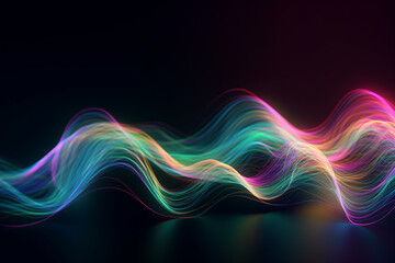 Abstract fluid iridescent holographic neon curved wave in motion colorful background 3d render style. Abstract and very minimalistic style. Generative AI