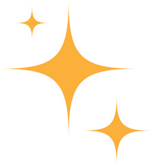 Orange sparkle star design elements, png isolate with transparent background for web, advertising, promotion.