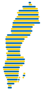 Umriss von Schweden in Balken und in den Landesfarben