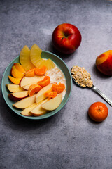 Healthy oatmeal with fruit. Fit wholesome breakfast