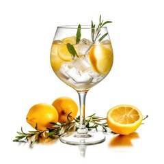 Limoncello Spritz Cocktail isolated on white (generative AI) - 604591876