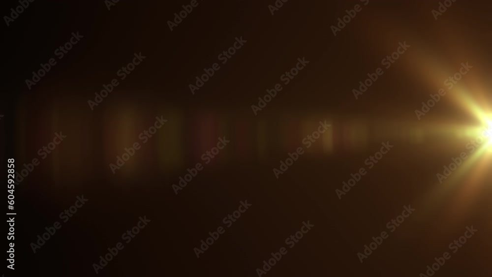 Poster loop glow gold optical lens flares rays light animation . 4k beautiful white spotlight effects movin