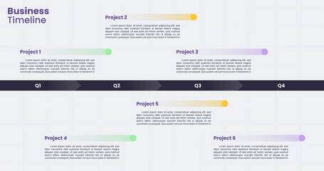 infographic diagram template for fiscal quarters business timeline concept