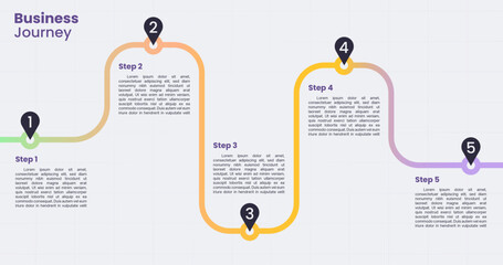 infographic roadmap diagram template for 5 step business journey concept