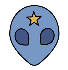Vector hand drawn cartoon illustration of alien ufo icon