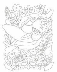 Bird out line for coloring book for kids 