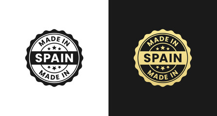 Made in Spain Stamp or Made in Spain Label Vector Isolated in Flat Style. Best Made in Spain stamp for product packaging design element. Made in Spain label for packaging design element.
