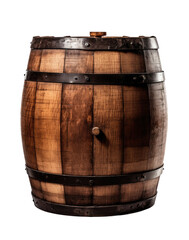 Obraz premium Old wooden barrel, front view, Generative AI