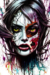 Generative AI Illustration of a girl with a mask