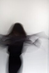 Woman Shadow Dancing Silhouette on White Background