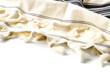 Religion concept of White Prayer Shawl - Tallit, Jewish religious symbol
