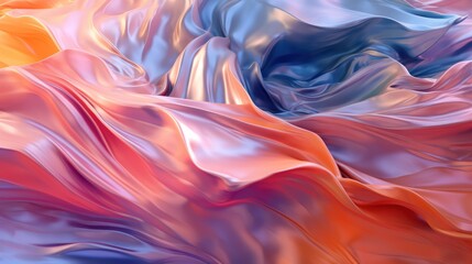 Pastel Gradient Silk Fabric. Abstract Floating Background with Elegant Drapery
