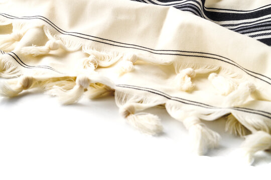 Religion concept of White Prayer Shawl - Tallit, Jewish religious symbol