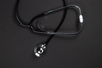 top view of stethoscope on gray surface