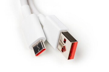 cable usb-c to usb isolated on white background