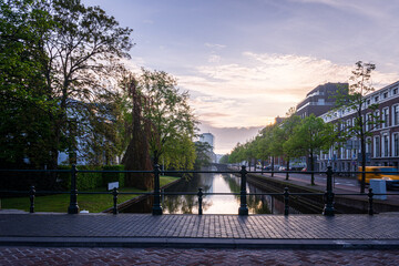 Fototapeta na wymiar Serenity at Sunrise: Mauritskade, The Hague