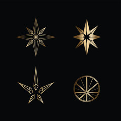 set design a modern and minimalist logo star in gold color
