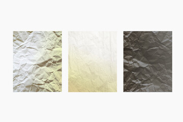 Set of crumpled papers background